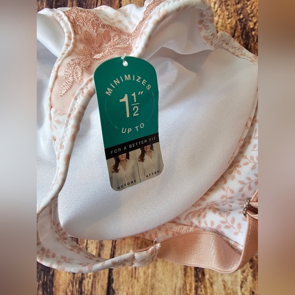 Bali •Size 42DD• Minimizer Underwire Pink Leaf Comfort Bra Brand New w/ Tags - Picture 8 of 9